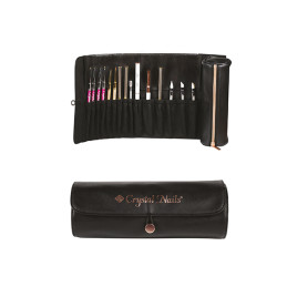 Crystal Nails - Pouzdro cestovní na štětce - černé, umělá kůže